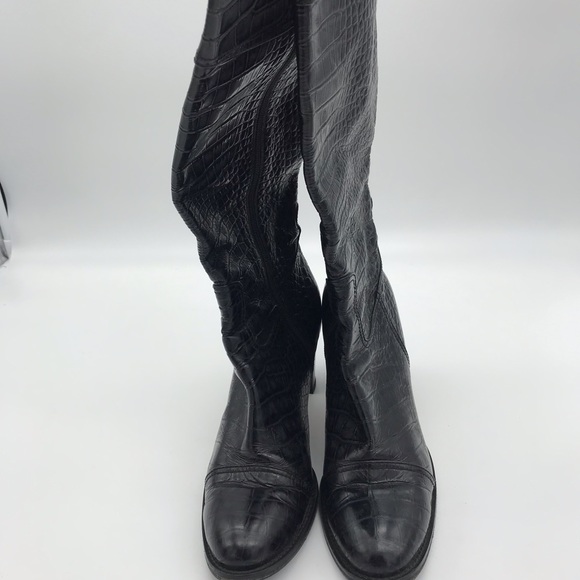 Luciano Padovan Croc Knee Length Boots - Picture 3 of 8